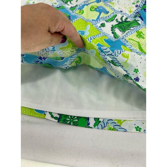 Vintage Lilly Pulitzer Women's Mini Skirt Size 6 Blue Green Starboard Patch Crab - Picture 3 of 8